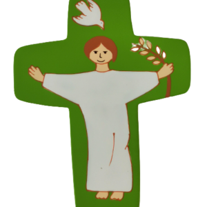 Croix Christ Réssuscité Verte 12,5x9,5cm