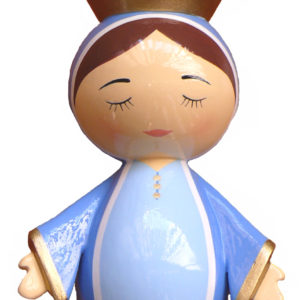 Statue Marie accueil en bois tourné 10x5cm