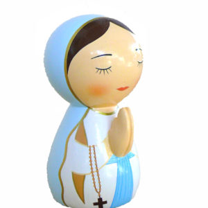 Statue Marie prière en bois tourné 10x5cm