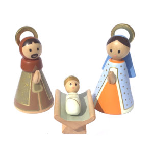 Sainte Famille en bois doré et tourné 9cm