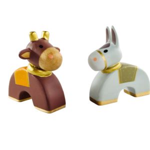 Ane, boeuf et base bois dorés 5cm