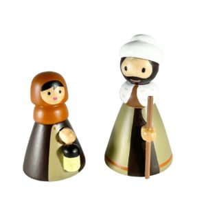 Bergers bois en bois doré et tourné 8cm