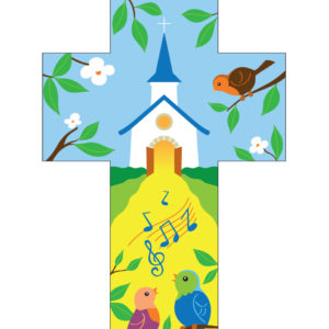 Croix église et chant 14x9cm