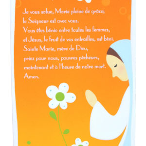 Prière Je vous salue Marie Orange 8.5x15cm
