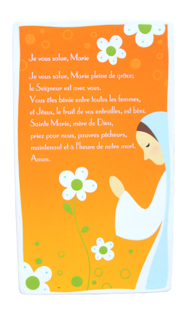 Prière Je vous salue Marie Orange 8.5x15cm