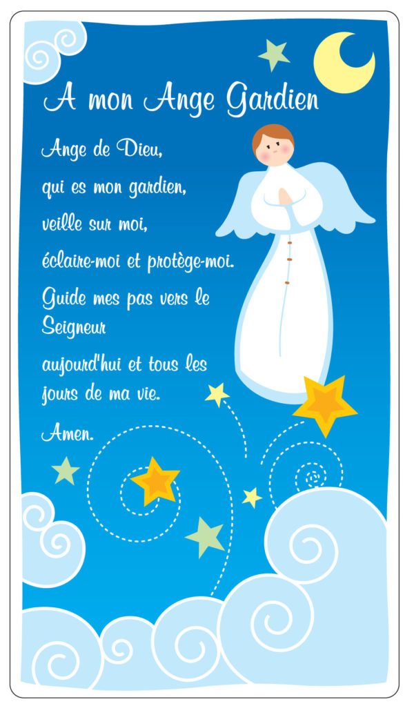 Prière Ange Gardien bleu 8.5x15cm