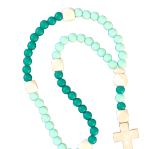 Chapelet Elastique - Silicone D8mm + Bois - Bicolore vert