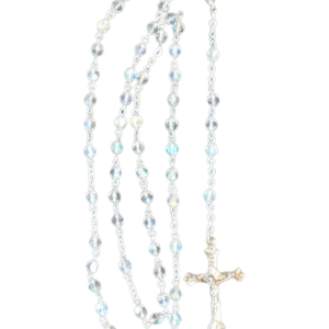 Chapelet Perles en Verre Sur Chaine Argentée - CRISTAL