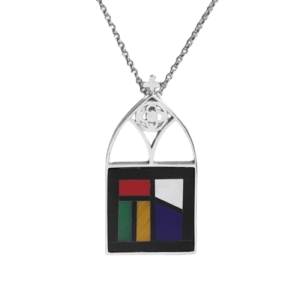 Pendentif + Chaine Argent 925 - Vitrail 35x15mm + Bte à bijoux