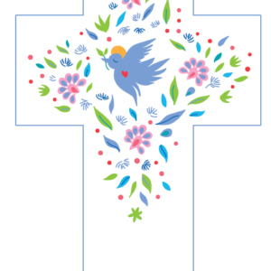 Croix Blanche Louange - Colombe - 15x10cm