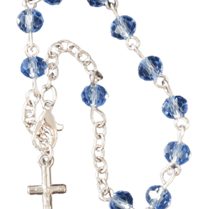 Bracelet Dizainier Perle Verre Sur Chaîne Argentée BLEU