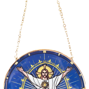 Vitrail Mural en verre D114mm, avec ventouse - SACRE COEUR DE JESUS