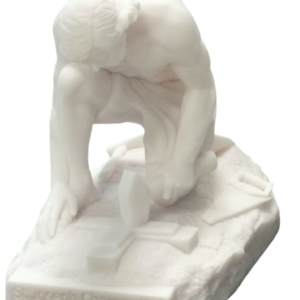 St Joseph Charpentier - en Albaster 17cm, Socle 19.5x12.5cm -Blanc