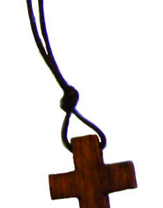 Croix en Bois 3,5cm avec Lacet - MARRON FONCE