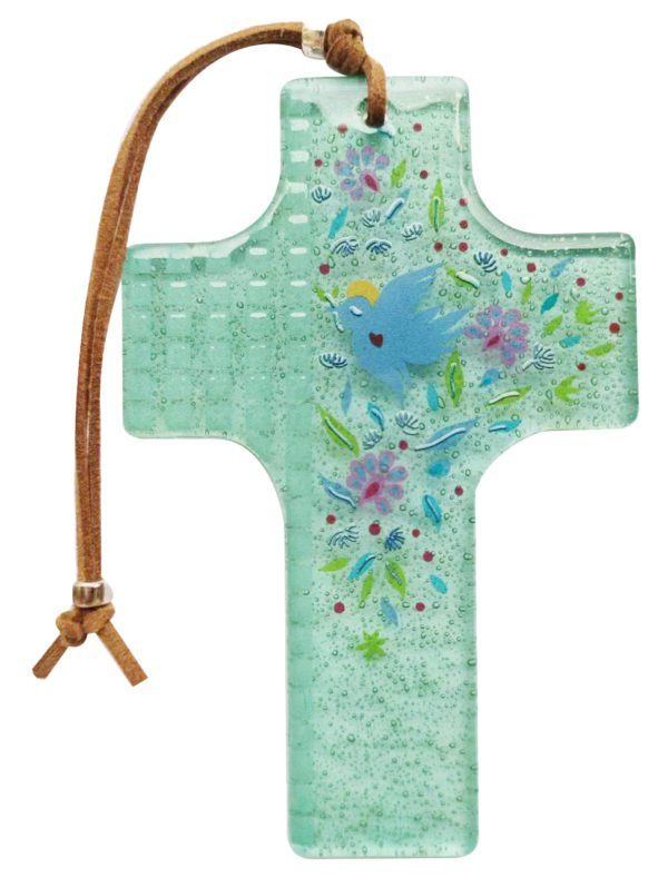 Croix en verre 8x12cm- COLOMBE crayonnée