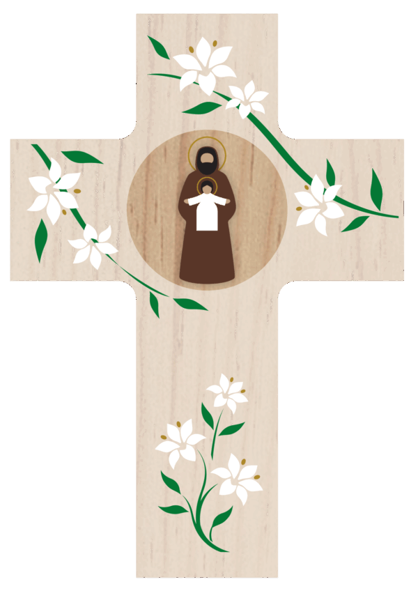 Croix Louange - Saint Joseph - patinée - 14x10cm