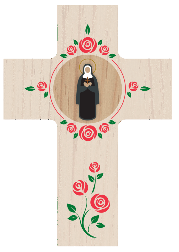 Croix Louange - Sainte Rita - patinée - 14x10cm