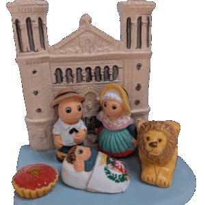 CRECHE en céramique BLOC 8x7cm- BASILIQUE DE FOURVIERE