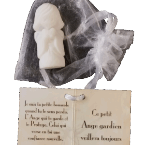 Ange Gardien Fille Coeur -Statue en Albaster 4,5cm + TULLE