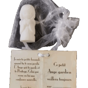Ange Gardien Garçon Coeur -Statue en Albaster 4,5cm + TULLE
