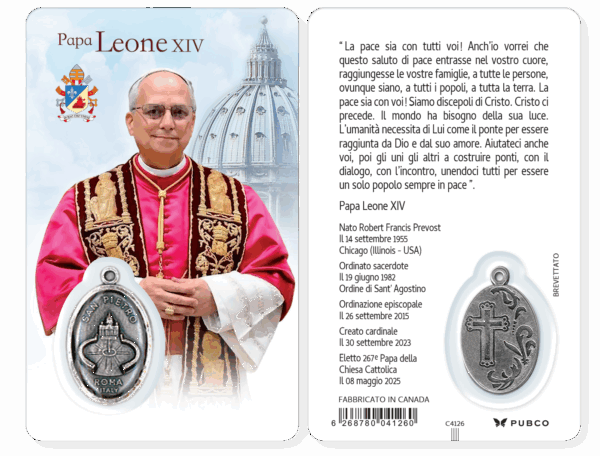 Carte-prière avec insertion PAPE LEON XIV - Italien