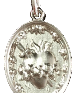 Coeur Sacré 19mm en Argent 925 - Coeur Immaculé de Marie