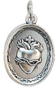 Coeur Sacré 19mm en Métal Argenté - Sacré Coeur de Jésus