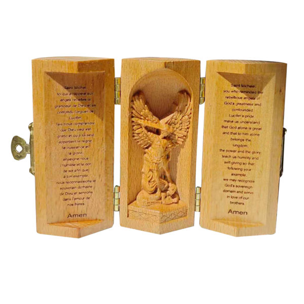 Triptyque en bois massif (Hêtre) - Ht 8cm - Saint Michel